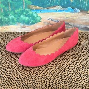 J. Crew Scalloped Red Flats